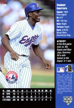 1998 Upper Deck - Series One 3x5 Exchange #135 Vladimir Guerrero Back