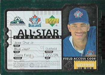 1998 Upper Deck - All-Star Credentials #AS4 Jose Cruz Jr. Front