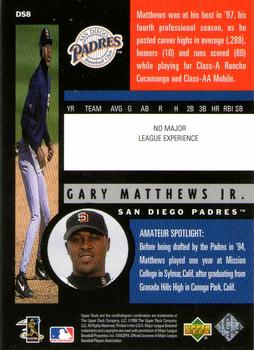 1998 Upper Deck - Destination Stardom #DS8 Gary Matthews Jr. Back