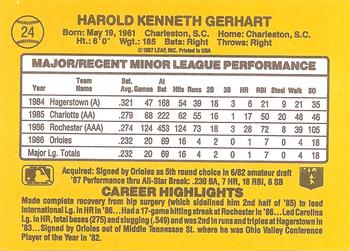 1987 Donruss The Rookies #24 Ken Gerhart Back