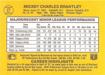 1987 Donruss The Rookies #27 Mickey Brantley Back