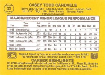 1987 Donruss The Rookies #33 Casey Candaele Back