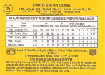 1987 Donruss The Rookies #35 David Cone Back