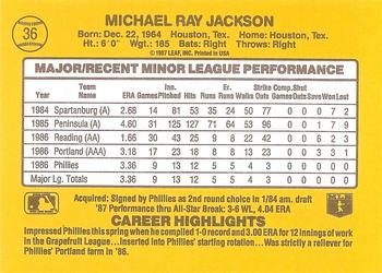 1987 Donruss The Rookies #36 Mike Jackson Back