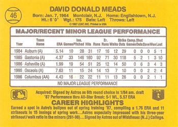 1987 Donruss The Rookies #46 Dave Meads Back