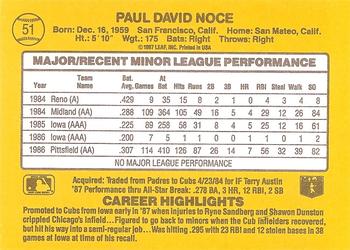 1987 Donruss The Rookies #51 Paul Noce Back