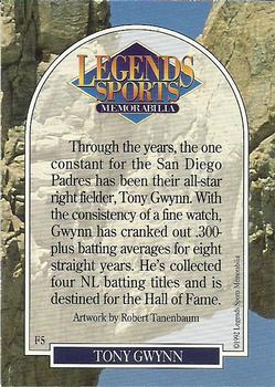 1992 Legends Sports Memorabilia Sport Fishing #F5 Tony Gwynn Back