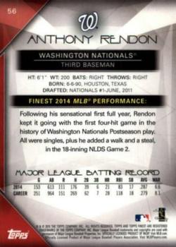 2015 Finest - Black Refractor #56 Anthony Rendon Back