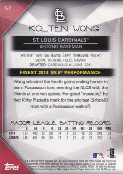 2015 Finest - Black Refractor #57 Kolten Wong Back