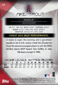 2015 Finest - Black Refractor #68 Mike Trout Back