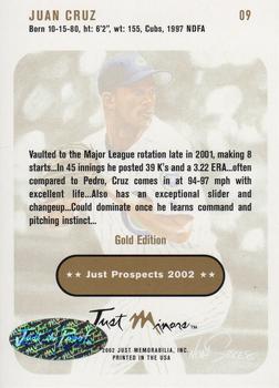 2002 Just Prospects - Autographs Gold #9 Juan Cruz Back