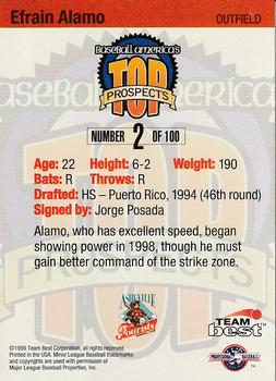 1999 Team Best Baseball America - Diamond Best Silver #2 Efrain Alamo  Back