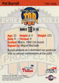 1999 Team Best Baseball America - Diamond Best Silver #18 Pat Burrell  Back