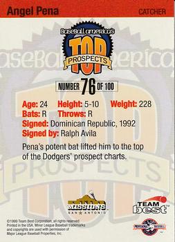 1999 Team Best Baseball America - Diamond Best Silver #76 Angel Pena  Back