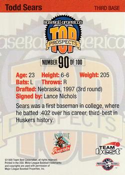1999 Team Best Baseball America - Diamond Best Silver #90 Todd Sears  Back