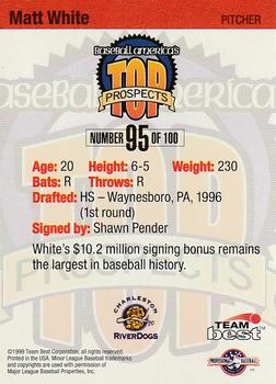 1999 Team Best Baseball America - Diamond Best Silver #95 Matt White  Back