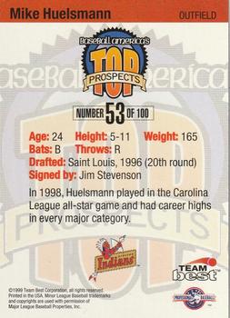 1999 Team Best Baseball America - Diamond Best Gold #53 Mike Huelsmann  Back