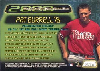 1999 Bowman - 2000 Rookie of the Year Favorites #ROY2 Pat Burrell  Back