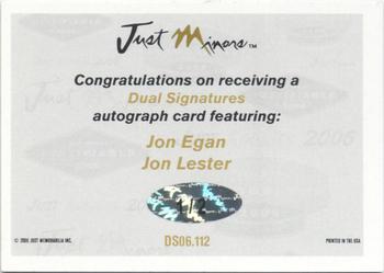 2006 Justifiable - Dual Signatures #DS06.112 Jon Egan / Jon Lester Back