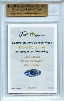 2006 Justifiable - Triple Signatures #TS06.197 Jose Tabata / Cameron Maybin / Alex Gordon Back