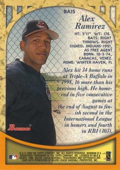1999 Bowman - Certified Autographs #BA15 Alex Ramirez Back