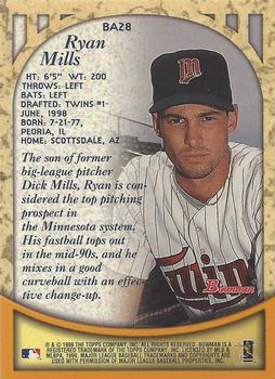 1999 Bowman - Certified Autographs #BA28 Ryan Mills Back
