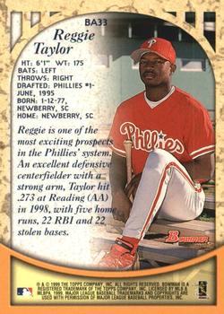 1999 Bowman - Certified Autographs #BA33 Reggie Taylor Back