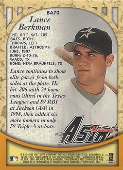 1999 Bowman - Certified Autographs #BA70 Lance Berkman Back