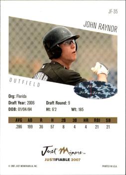 2007 Justifiable - Autographs #JF-35 John Raynor Back
