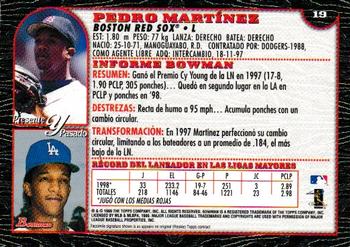 1999 Bowman - International #19 Pedro Martinez Back