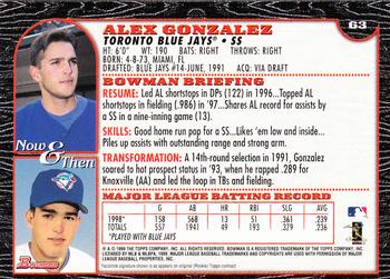 1999 Bowman - International #63 Alex Gonzalez Back