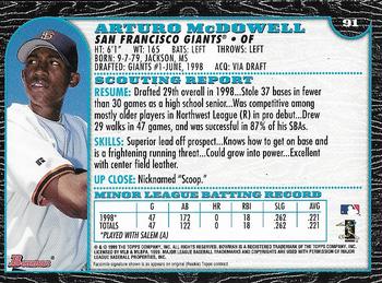 1999 Bowman - International #91 Arturo McDowell Back