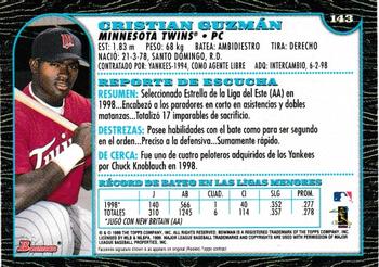 1999 Bowman - International #143 Cristian Guzman Back