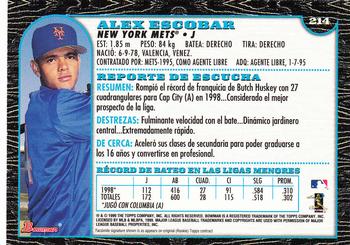 1999 Bowman - International #214 Alex Escobar Back