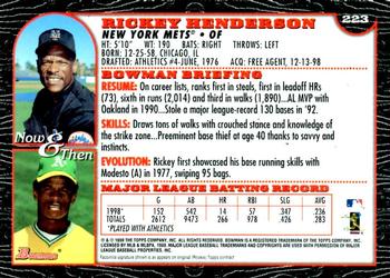 1999 Bowman - International #223 Rickey Henderson Back