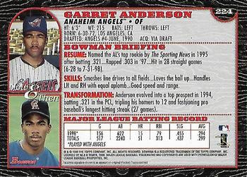 1999 Bowman - International #224 Garret Anderson Back