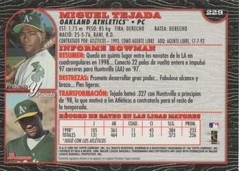 1999 Bowman - International #229 Miguel Tejada Back