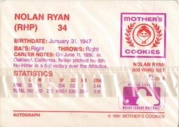 1991 Mother's Cookies Nolan Ryan 300 Wins #2 Nolan Ryan Back