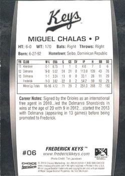 2014 Choice Frederick Keys #06 Miguel Chalas Back