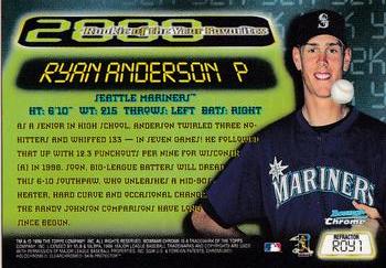 1999 Bowman Chrome - 2000 Rookie of the Year Favorites Refractors #ROY1 Ryan Anderson  Back