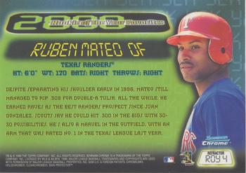 1999 Bowman Chrome - 2000 Rookie of the Year Favorites Refractors #ROY4 Ruben Mateo  Back