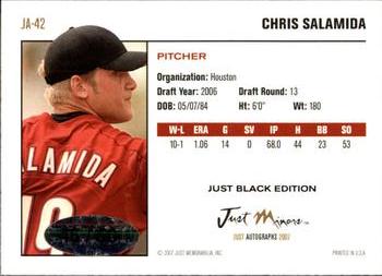 2007 Just Autographs - Just Black Edition #JA-42 Chris Salamida Back