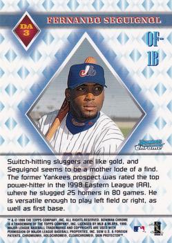 1999 Bowman Chrome - Diamond Aces #DA3 Fernando Seguignol  Back