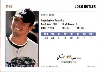 2007 Just Autographs - Signatures #JA-06 Josh Butler Back