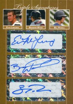 2007 Just Autographs - Triple Signatures Gold Edition #TS07.015 Evan Longoria / Brandon Wood / Bill Rowell Front