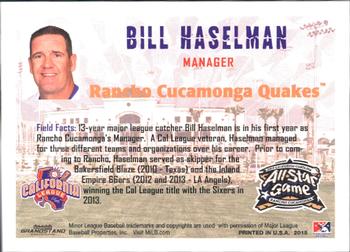 2015 Grandstand California League / Carolina League All-Star Game #NNO Bill Haselman Back