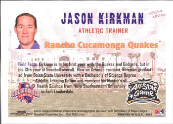 2015 Grandstand California League / Carolina League All-Star Game #NNO Jason Kirkman Back