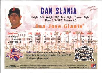 2015 Grandstand California League / Carolina League All-Star Game #NNO Dan Slania Back