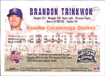 2015 Grandstand California League / Carolina League All-Star Game #NNO Brandon Trinkwon Back