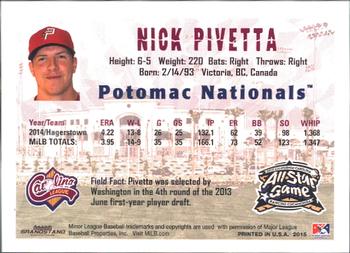 2015 Grandstand California League / Carolina League All-Star Game #NNO Nick Pivetta Back